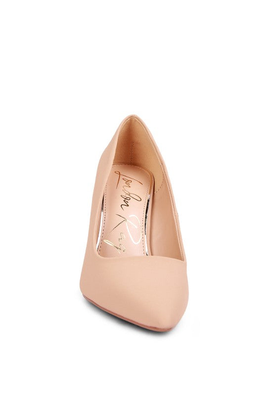 RAG & Co. Nude/Black Charade Mid Closed Pointed-Toes Heels Shoes