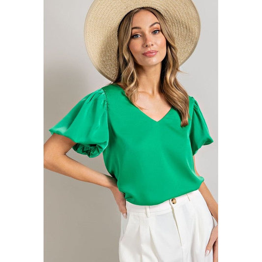 EESOME V-neck Puff Sleeve Blouse