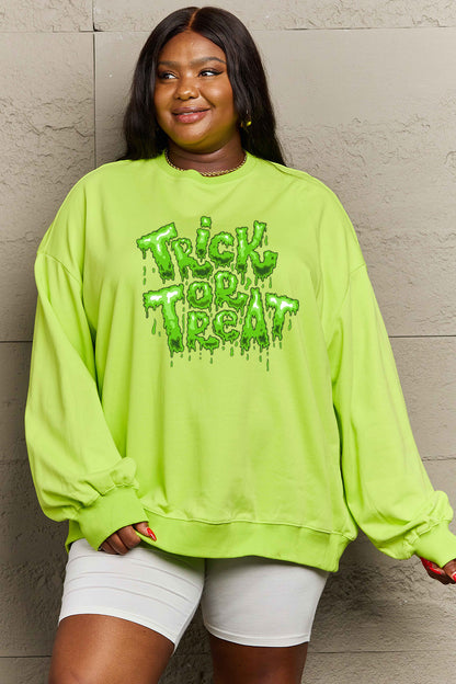 SIMPLY LOVE Full Size "TRICK OR TREAT" Graphic Sweatshirt