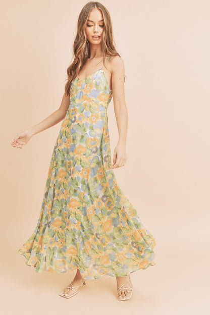 AEMI & Co. Elegant Floral Dress with Exaggerated Skirt - Lois Dress