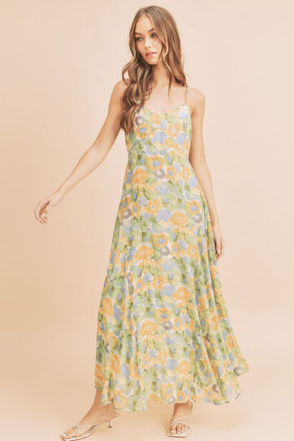 AEMI & Co. Elegant Floral Dress with Exaggerated Skirt - Lois Dress