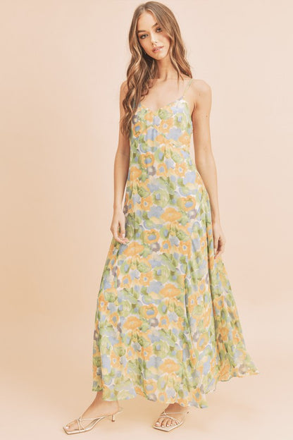 AEMI & Co. Elegant Floral Dress with Exaggerated Skirt - Lois Dress