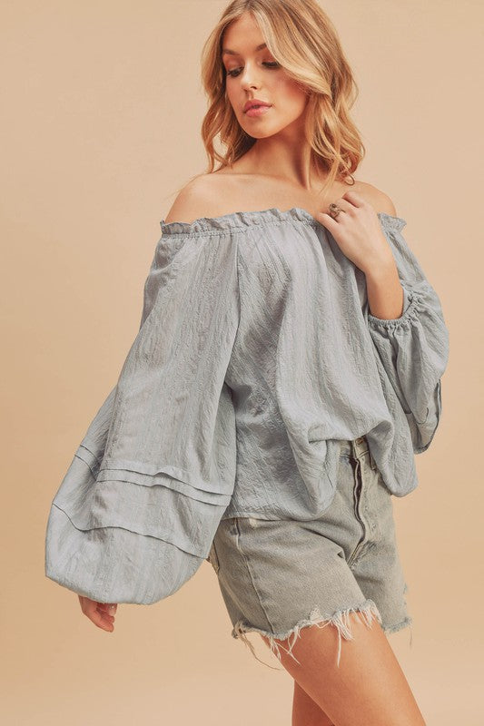 AEMI & Co. Off'the-Shoulder Top with Dramatic Sleeves - Evie Top