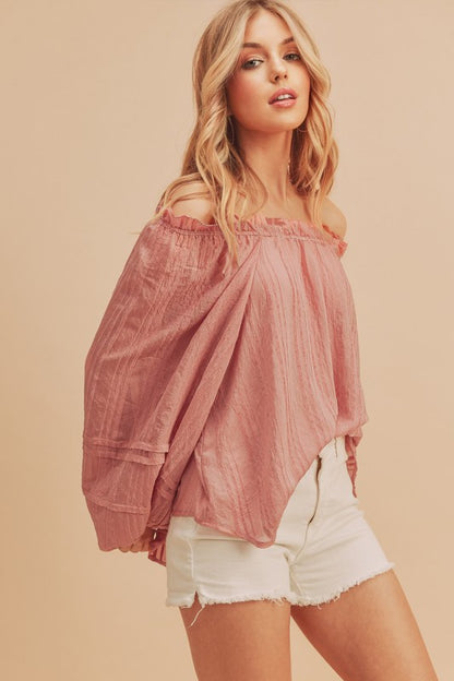 AEMI & Co. Off'the-Shoulder Top with Dramatic Sleeves - Evie Top