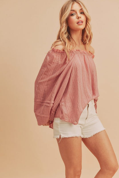 AEMI & Co. Off'the-Shoulder Top with Dramatic Sleeves - Evie Top