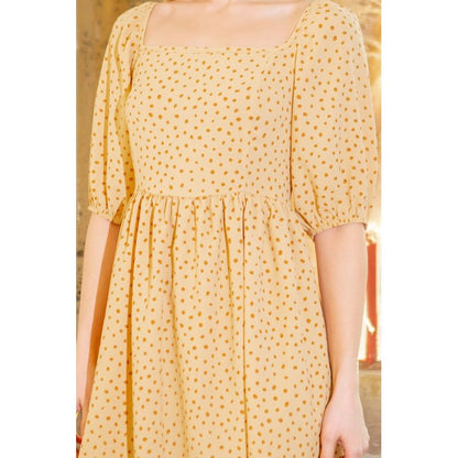 ORANGE FARM CLOTHING Spaghetti Tie Back Puff Sleeve Woven Dress