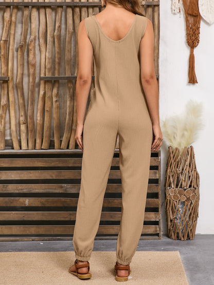 Wide Strap Jumpsuit with Pockets