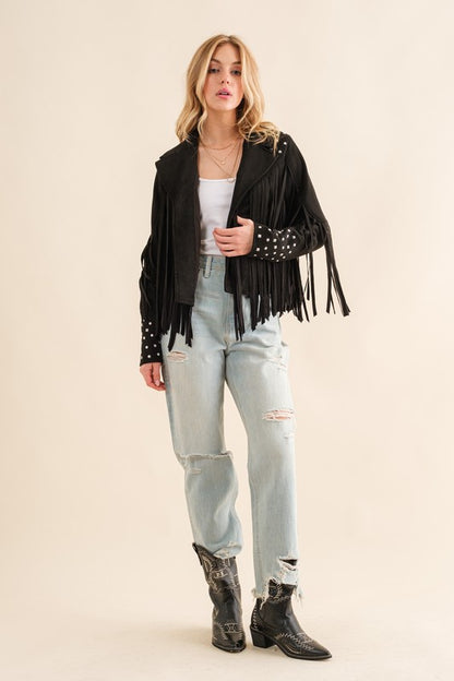 BLUE B Studded Fringe Open Western Jacket