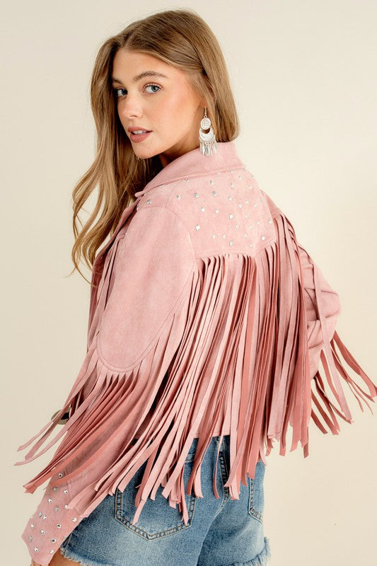 BLUE B Studded Fringe Open Western Jacket