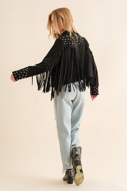 BLUE B Studded Fringe Open Western Jacket