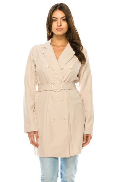 ANNVA USA  Long Oversized Belted Blazer