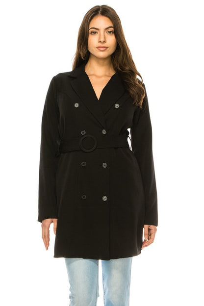 ANNVA USA  Long Oversized Belted Blazer