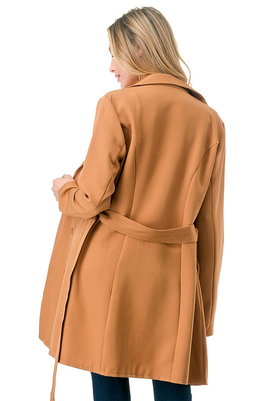 ANNVA USA  Long Oversized Belted Blazer