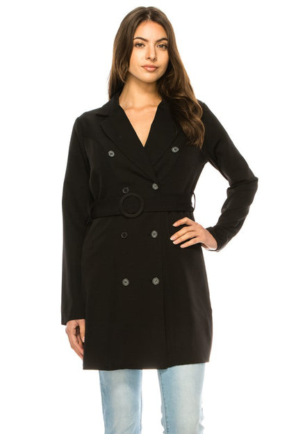 ANNVA USA  Long Oversized Belted Blazer