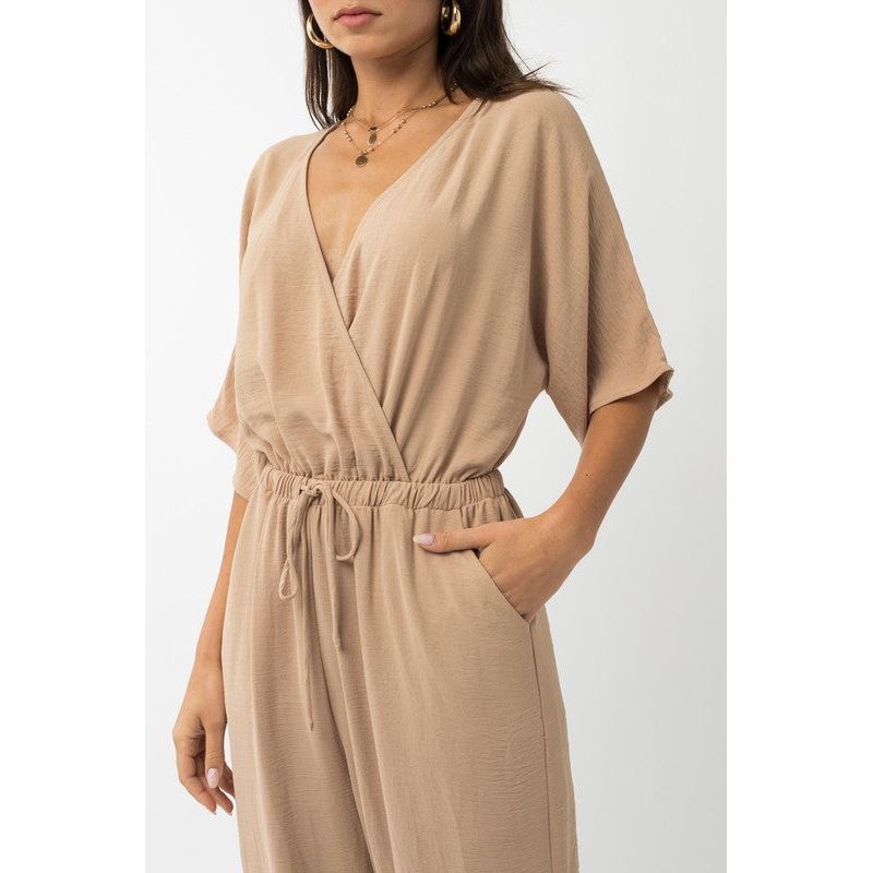 GILLI Dolman Sleeve Surplice Jumpsuit