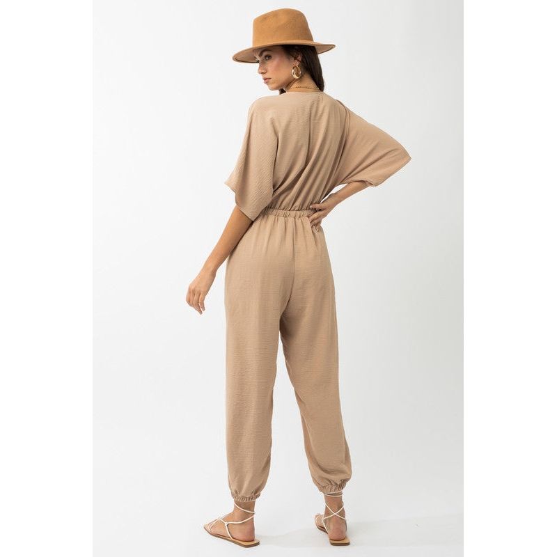 GILLI Dolman Sleeve Surplice Jumpsuit