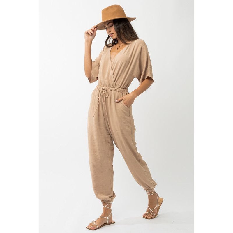 GILLI Dolman Sleeve Surplice Jumpsuit