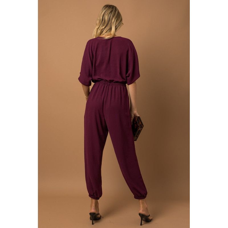 GILLI Dolman Sleeve Surplice Jumpsuit