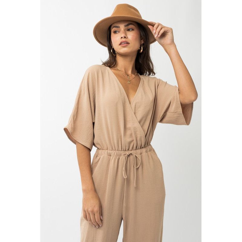 GILLI Dolman Sleeve Surplice Jumpsuit