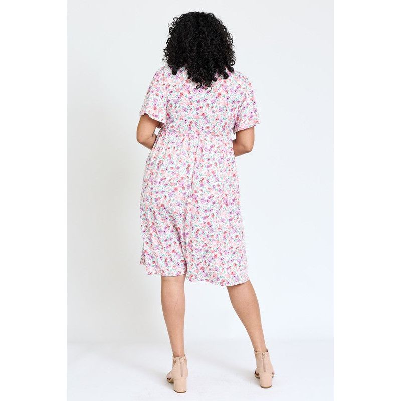 EG FASHION Plus Kimono Sleeve Floral Tea Length Dress