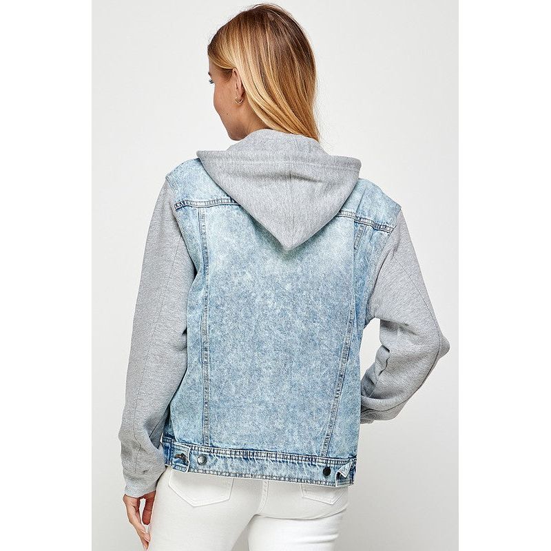 BLUE AGE Women's Denim  Jacket with Fleece Hoodies