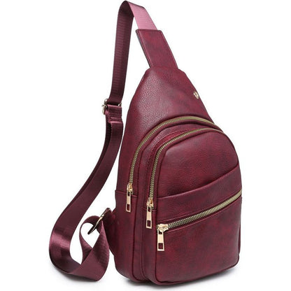 FASHION WORLD Faux Leather Sling Backpack