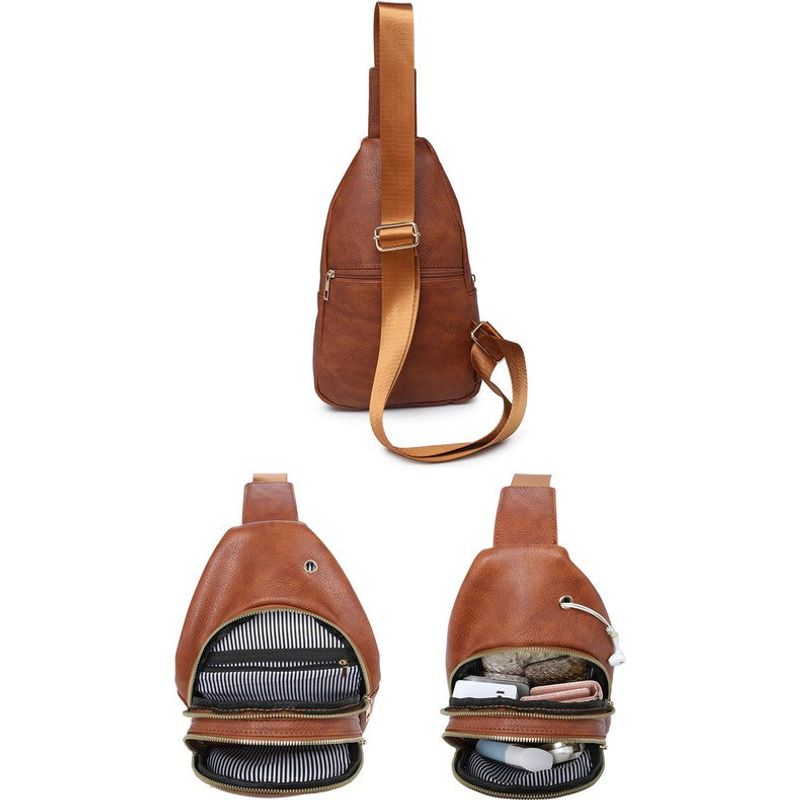 FASHION WORLD Faux Leather Sling Backpack