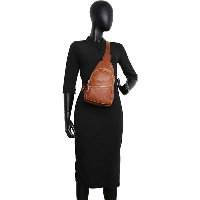 FASHION WORLD Faux Leather Sling Backpack