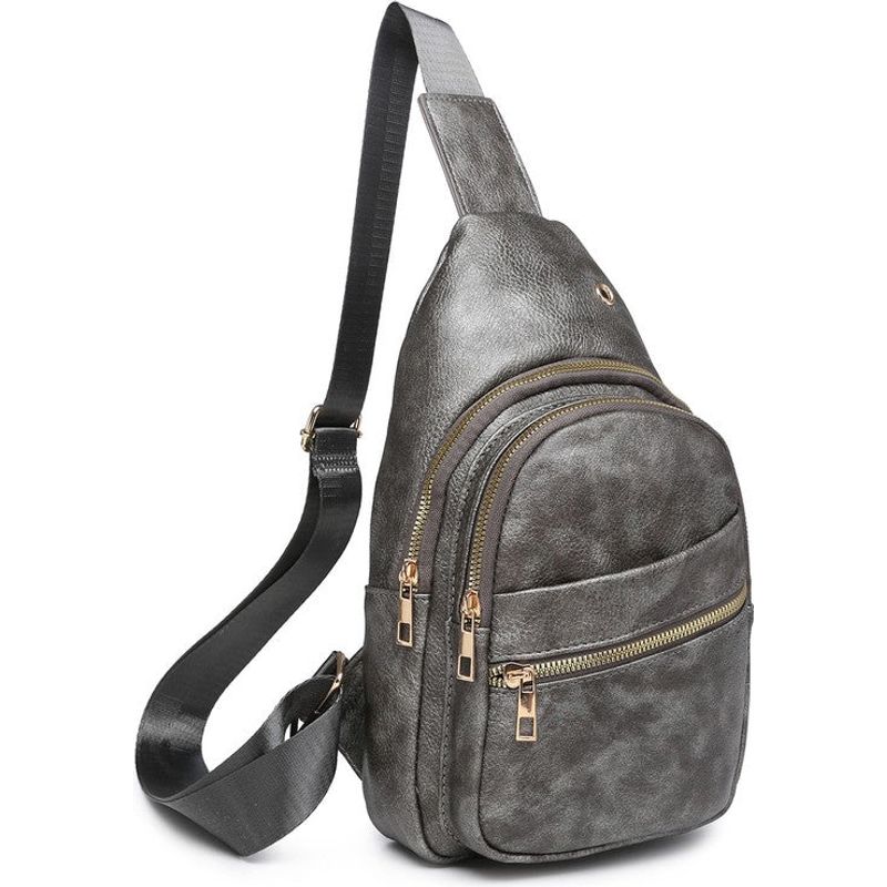 FASHION WORLD Faux Leather Sling Backpack