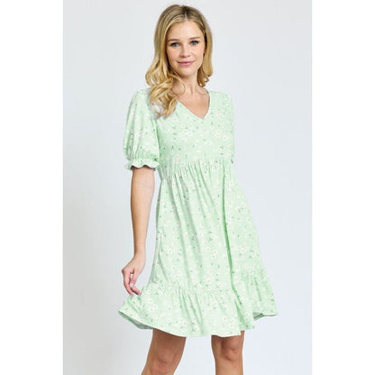 EG FASHION Plus-size Ruffle Floral V-Neck Midi Dress