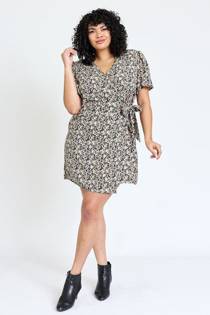 EG FASHION Ditsy Floral Wrap Dress