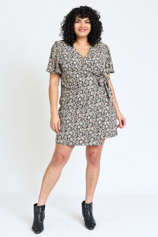 EG FASHION Ditsy Floral Wrap Dress