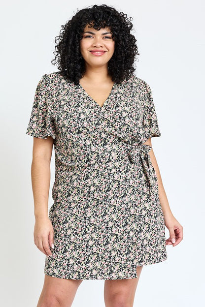 EG FASHION Ditsy Floral Wrap Dress