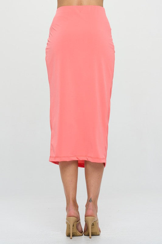 RENEE C.  Midi Skirt with Front Knot and Slit