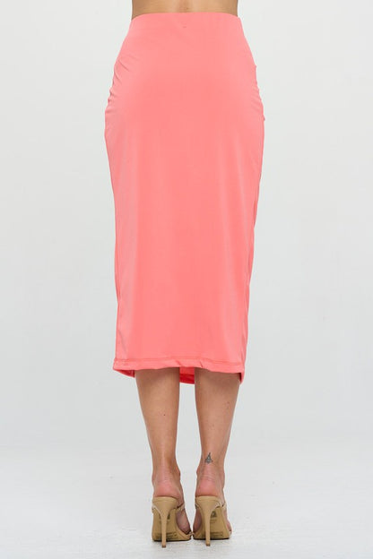 RENEE C.  Midi Skirt with Front Knot and Slit