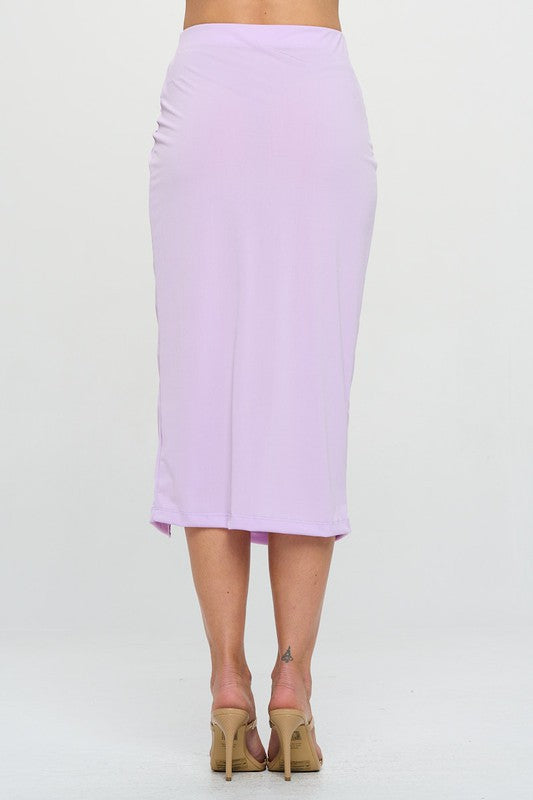 RENEE C. Midi Skirt with Front Knot and Slit