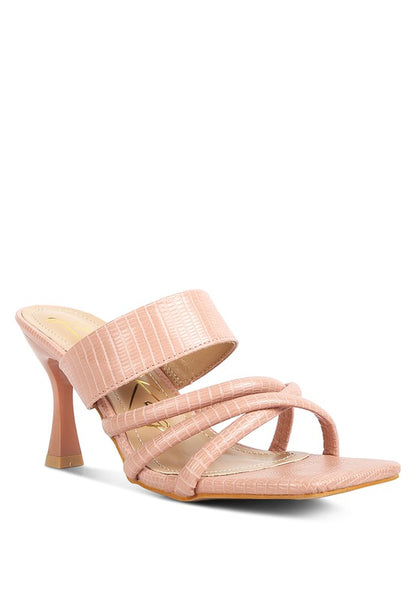 RAG & Co. - CHIRI Criss Cross Strap Spool Heel Sandals