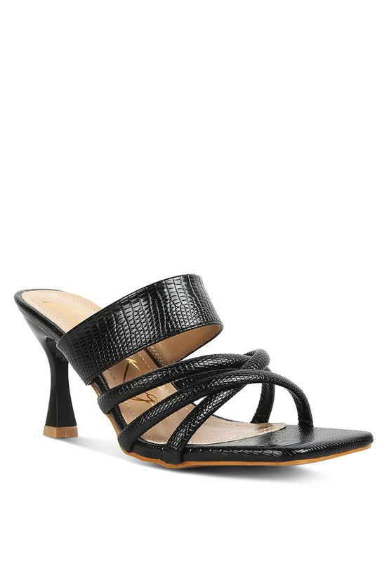 RAG & Co. - CHIRI Criss Cross Strap Spool Heel Sandals