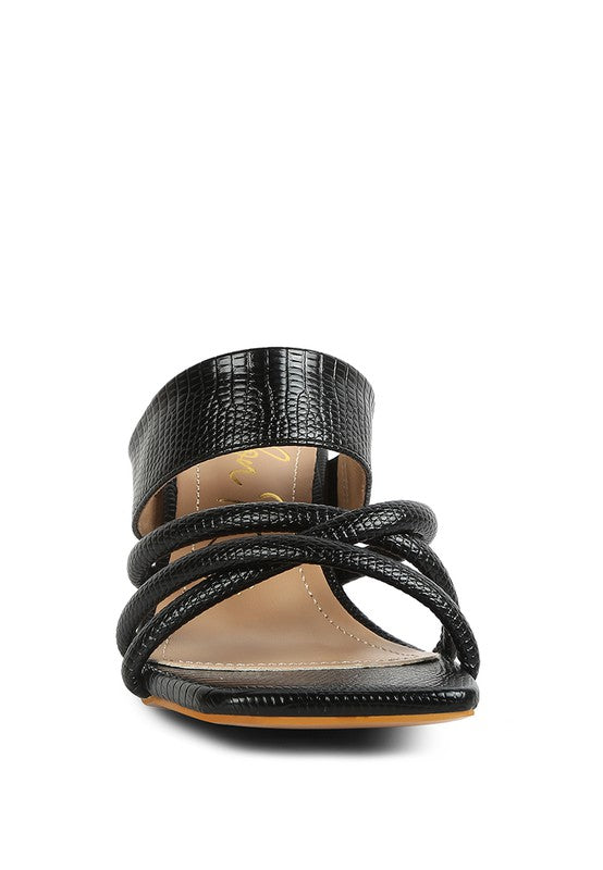 RAG & Co. - CHIRI Criss Cross Strap Spool Heel Sandals