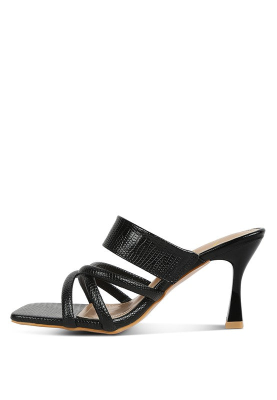 RAG & Co. - CHIRI Criss Cross Strap Spool Heel Sandals