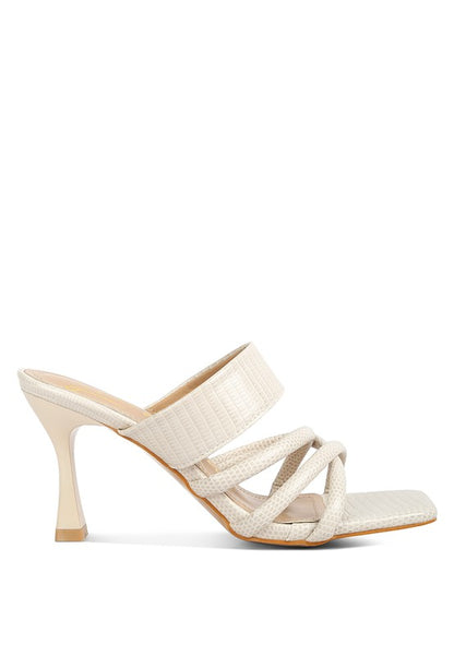 RAG & Co. - CHIRI Criss Cross Strap Spool Heel Sandals