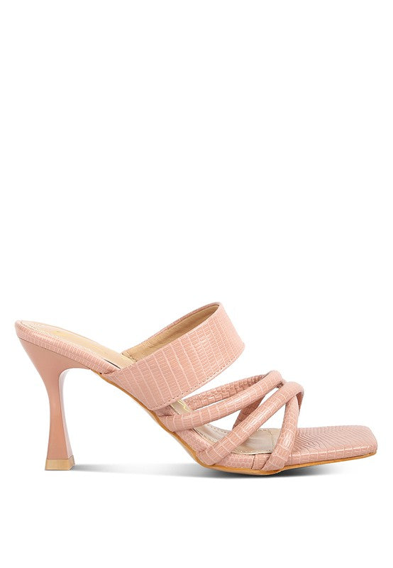 RAG & Co. - CHIRI Criss Cross Strap Spool Heel Sandals