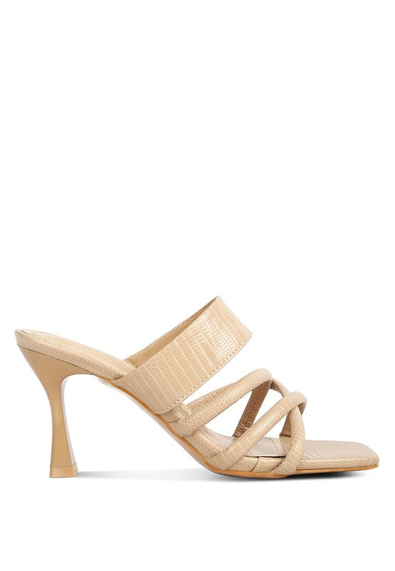 RAG & Co. - CHIRI Criss Cross Strap Spool Heel Sandals