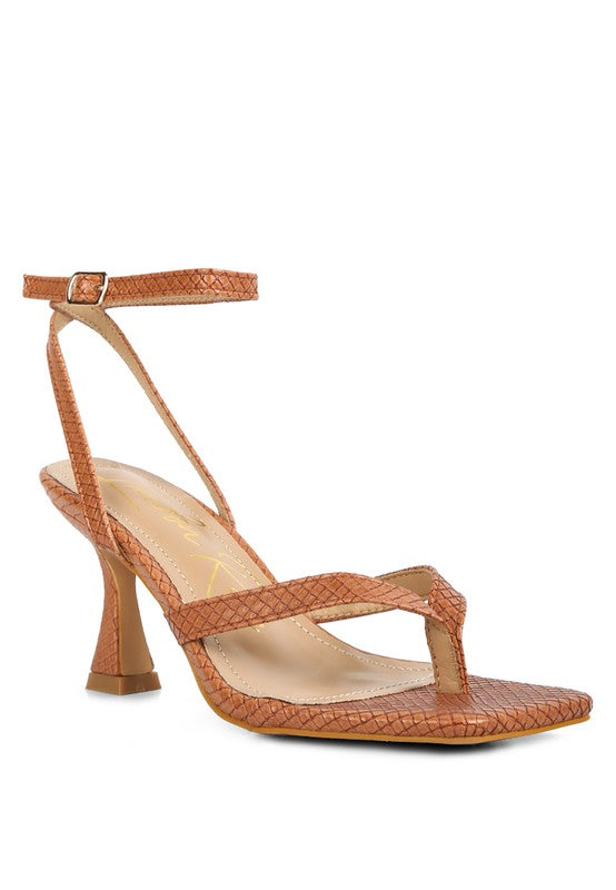 RAG & Co. - CELTY Ankle Strap Spool Heel Thong Sandals