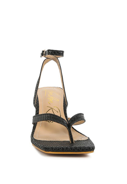 RAG & Co. - CELTY Ankle Strap Spool Heel Thong Sandals