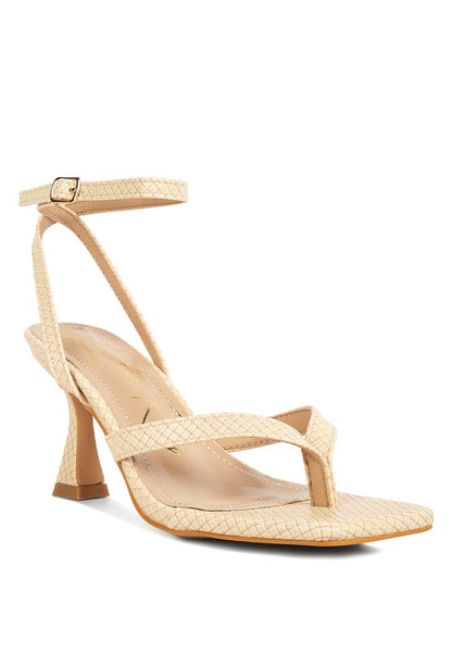 RAG & Co. - CELTY Ankle Strap Spool Heel Thong Sandals