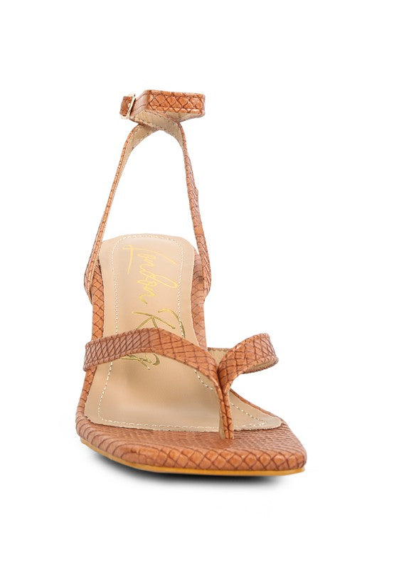 RAG & Co. - CELTY Ankle Strap Spool Heel Thong Sandals