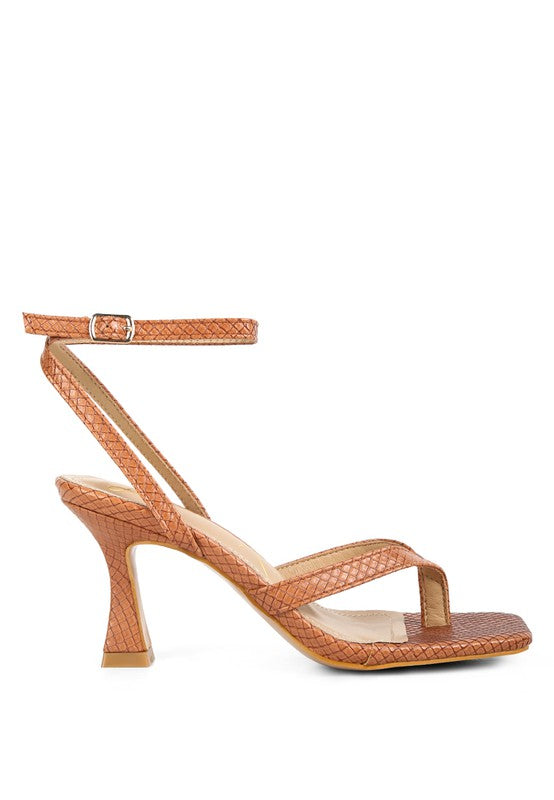 RAG & Co. - CELTY Ankle Strap Spool Heel Thong Sandals