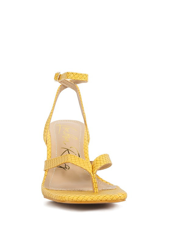 RAG & Co. - CELTY Ankle Strap Spool Heel Thong Sandals