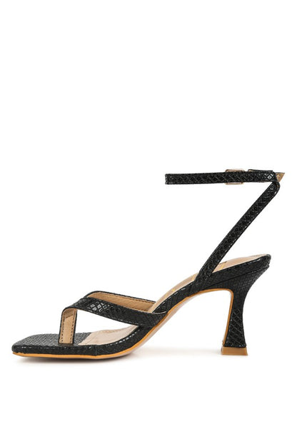 RAG & Co. - CELTY Ankle Strap Spool Heel Thong Sandals